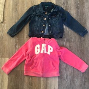 Toddler girl jean jacket and sweatshirt bundle
